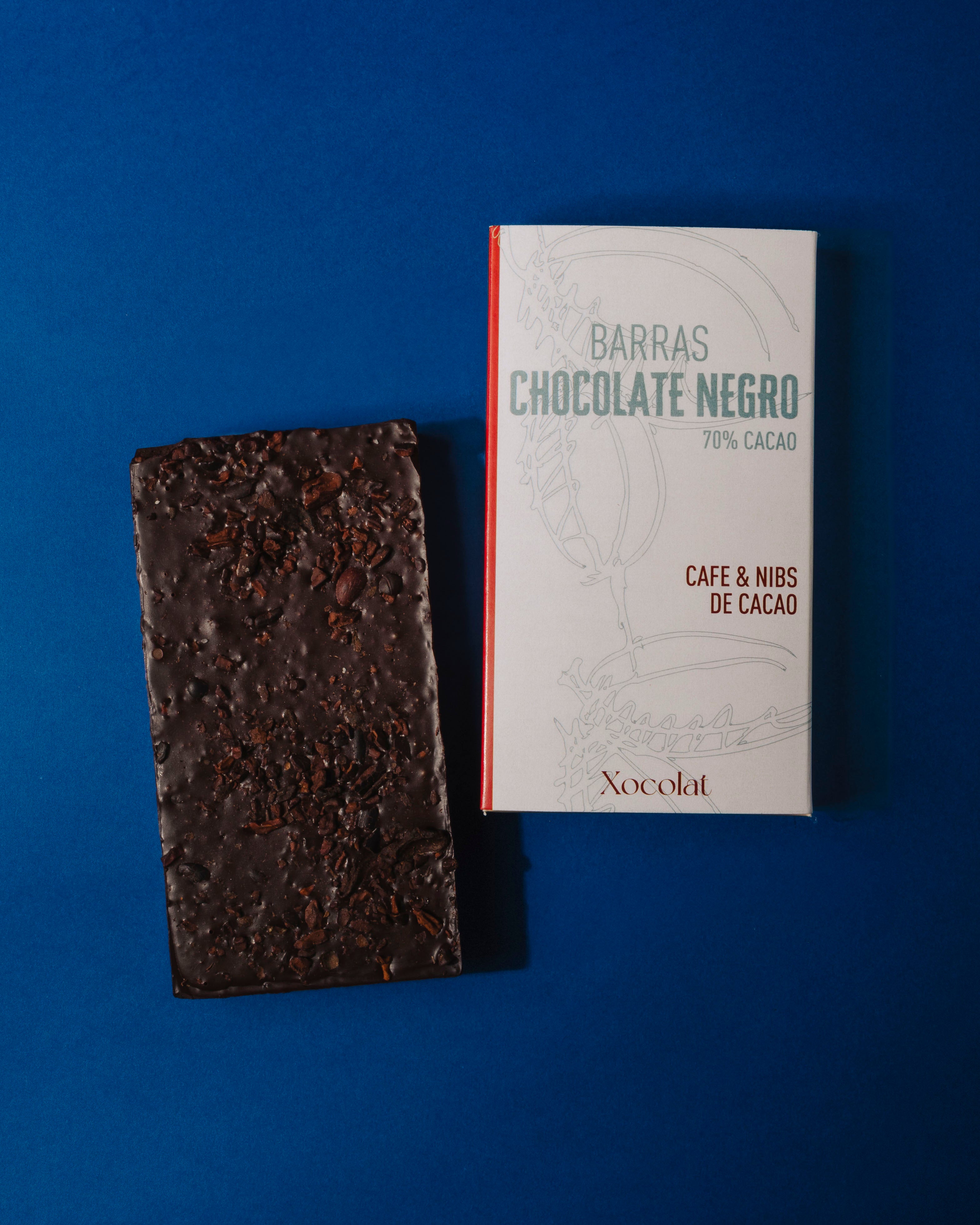 Barra puro cacao 75% Cafe y nibs de coco