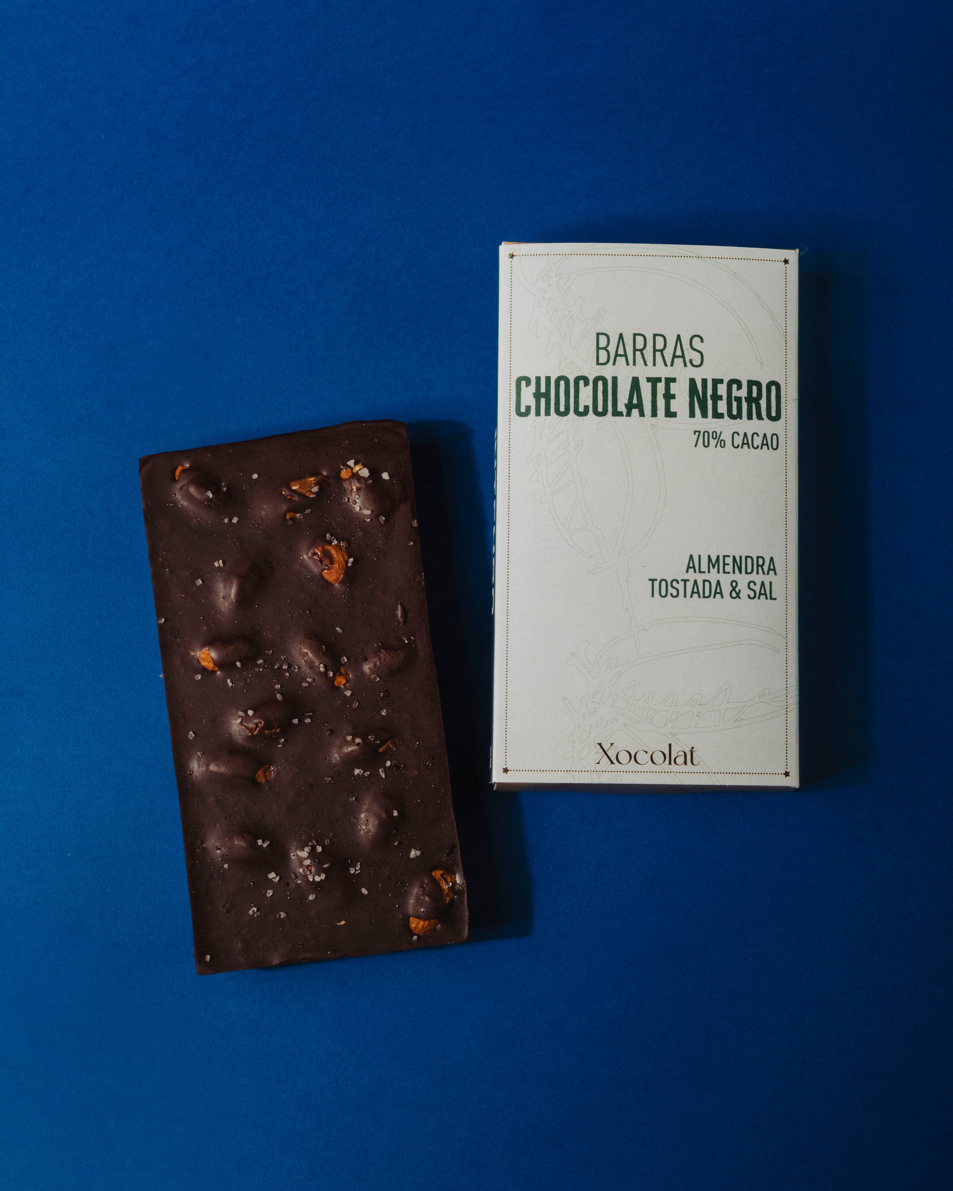 Barra cacao puro 75% Almendra tostada y sal